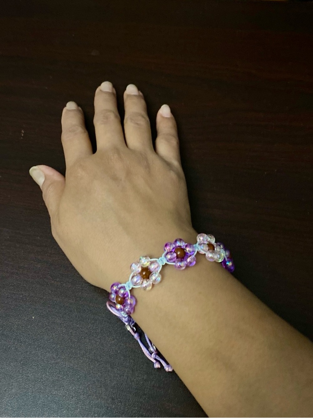 Purple Flower Macrame knotted Bracelet